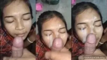 Squirting di muka cewek nurut yang doyan ngisep kontol